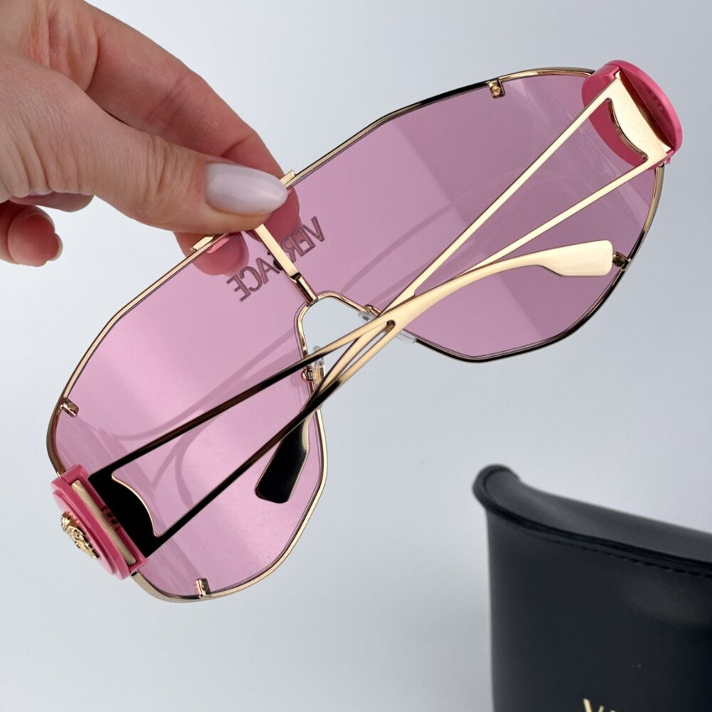 Versace VE2268 100284 BRAND NEW Sunglasses Gold Pink Shield Unisex - Picture 3 of 11